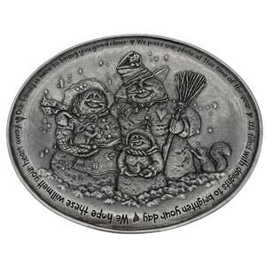 Carson Statesmetal Pewter Friendship Plate Snow Family Snowman Dish Made in USA
